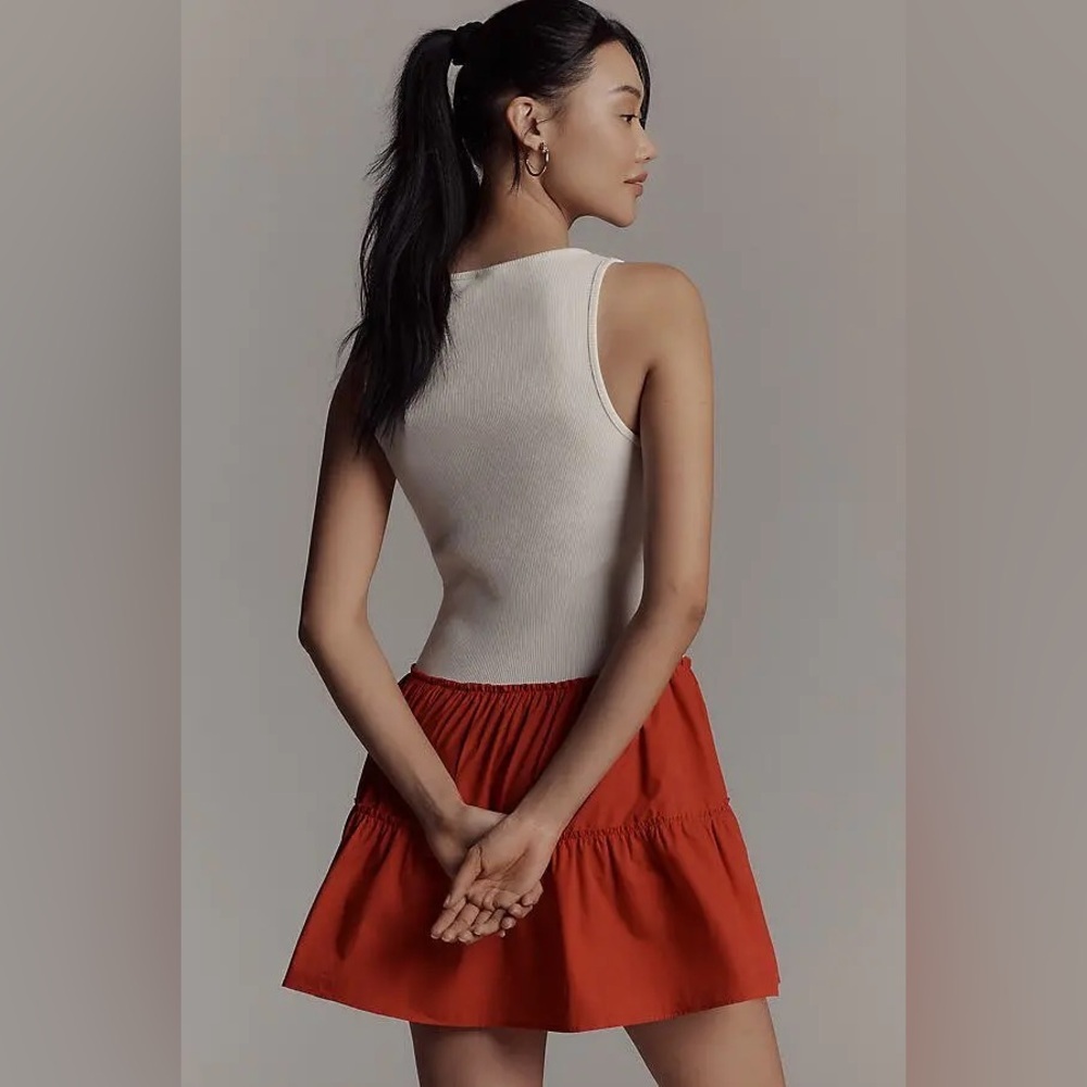 Anthropologie Daily Practice Rib Tank Drop-Waist Twofer Mini Dress - Picture 3 of 6